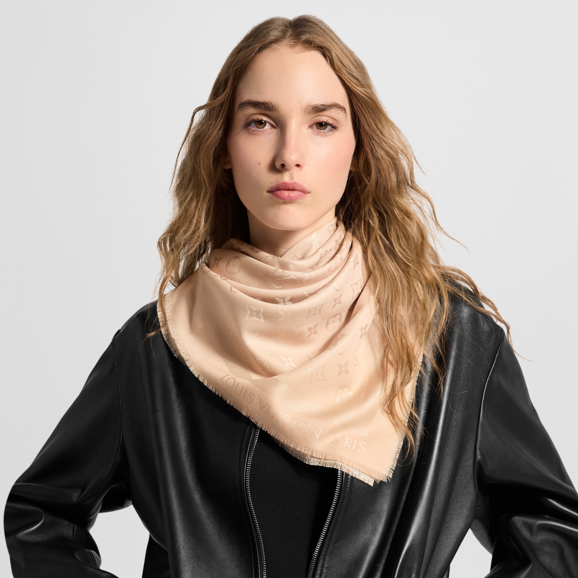 Monogram Blanket Shawl - Oversized Square Black Scarf | LOUIS